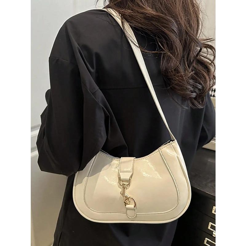 French retro saddle bag versatile underarm bag metal decorati punk style women's shoulder bag
