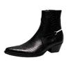 European and American Cross-Border E-commerce Chelsea Boots: Men's Pointed Toe Genuine Leather Snake Print High Street Style.