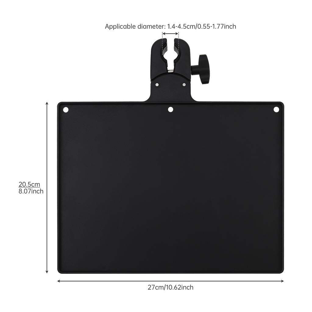 Black Plastic Mic Stand Clamp Tray Holder for Stage Live Streaming Concert Performance Clamp-on Rack Accessory