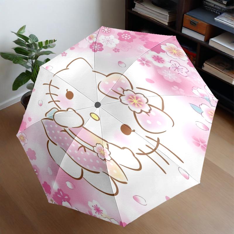 Pink Kitty Adventure Umbrella 8-Frame for Travel, Camping, Casual Lightweight Portable Umbrella, Essential for Every Family Holidays Gift