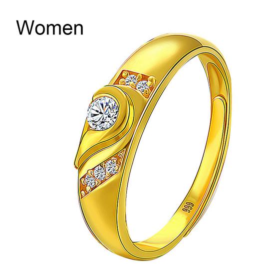 

Fashion Rhinestone Inlaid Heart Couple Wedding Ring Jewelry Valentine Day Gift Women