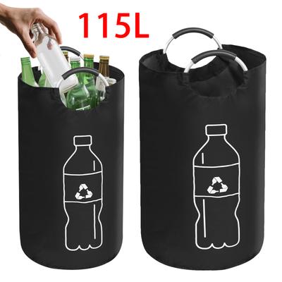 Empty Bottle Storage Basket Folding Kitchen Wastewater Bottle Collector Bag with Aluminum Handle Large Capacity Bin