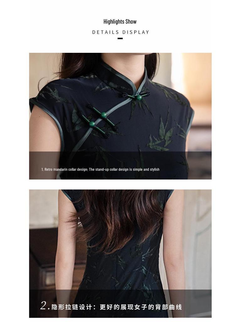 Bei Zhi Yun Černé Retro Bez rukávů Halter Cheongsam - Aktualizovaná Edice Podzim 2025