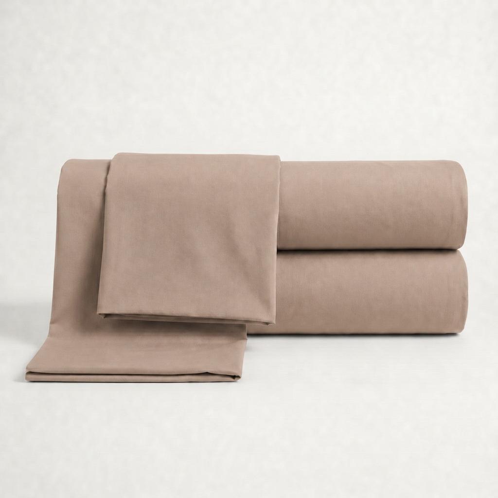 The White Stone Parure de Lit en Percale de Coton 200 TC | Drap Housse, Drap Plat et  Taie d'Oreiller 