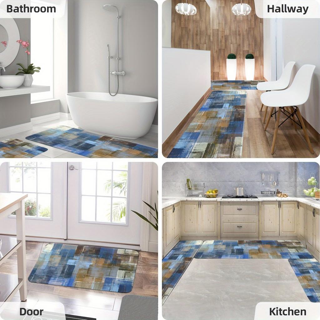 1PC Mosaic Pattern Kitchen Rug Non-Slip Door Mats Pop Design Bathroom Rug Bath Mat Carpet for Home Sink Laundry Decor