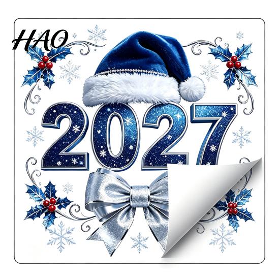 Customizable Window Murals 2027 New Year Christmas Static Cling, Glue?Free Snowflake Glass Waterproof PVC Wall Decals Sticker, Reusable Holiday