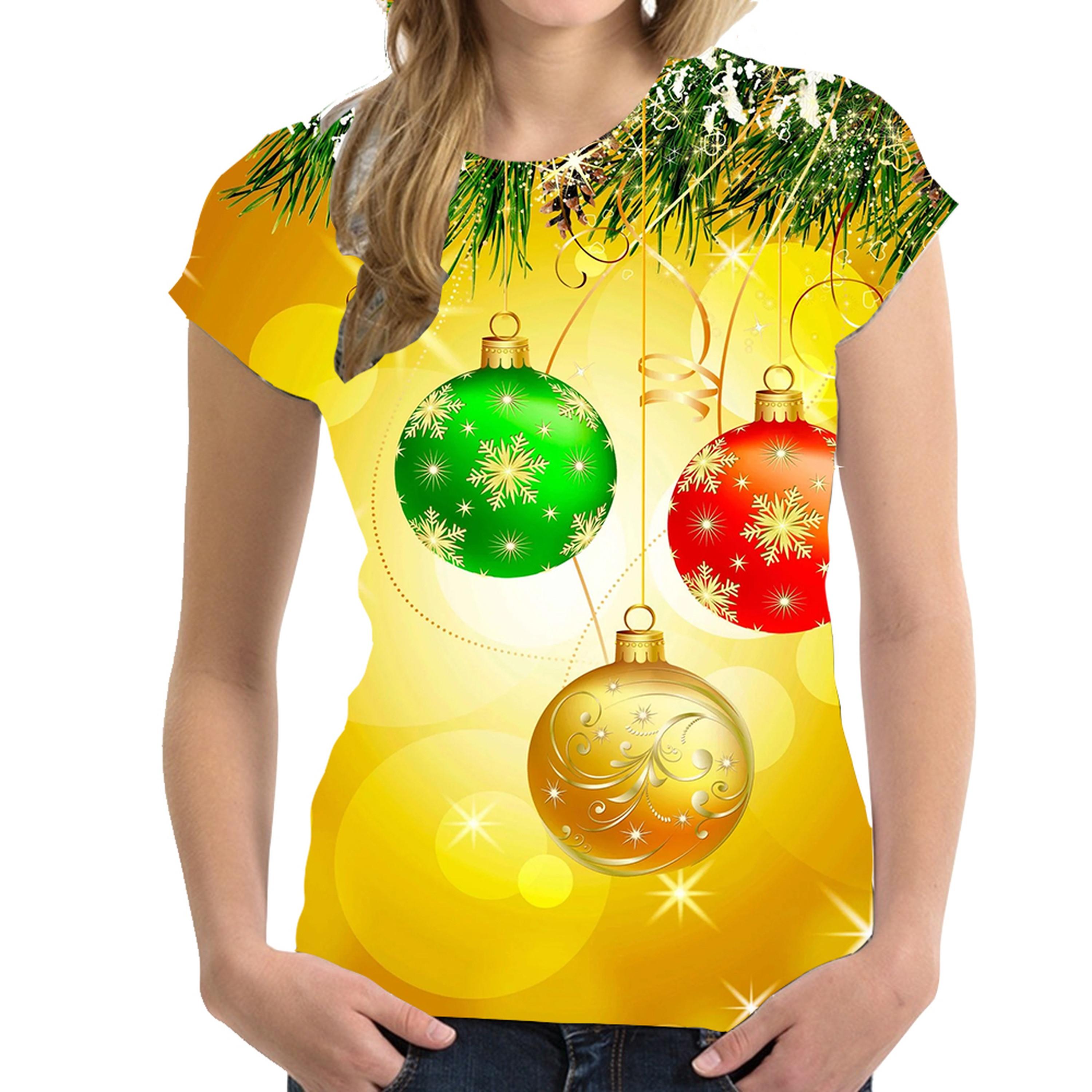 

Футболка с принтом Санта-Клауса для женщин с 3D-рождественской елкой, повседневные свободные топы с коротким рукавом и круглым вырезом, одежда для новогодней вечеринки, Рождества XXXL