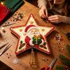 Kit Creativo Interattivo Divertente per la Famiglia Fai da Te Punta per Albero di Natale Stella con Perle Finte e Strass, Materiali Artistici Babbo Natale Pupazzo di Neve Renna per Angelo