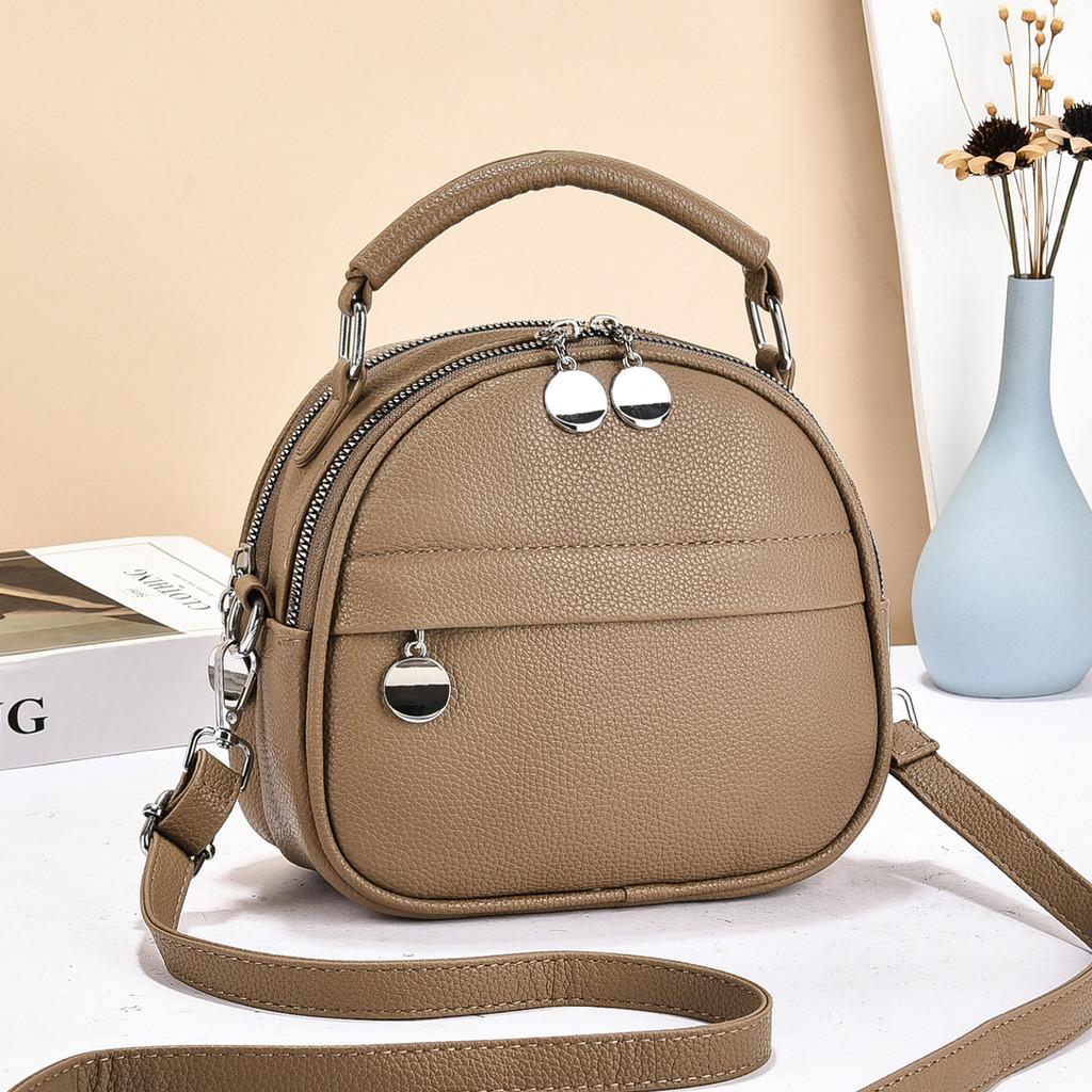 Pu Leather Small Round Crossbody Bag For Casual Travel Women
