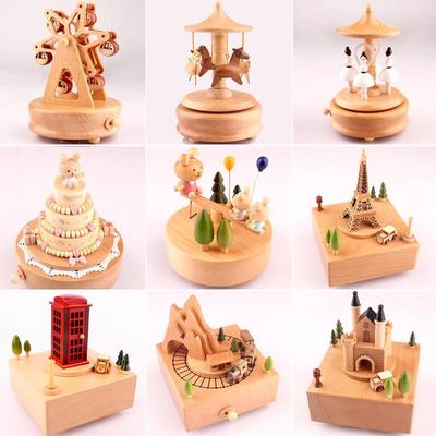 Wooden Carousel Music Box – Creative Solid Wood Home Decor & Valentine's Day Gift
