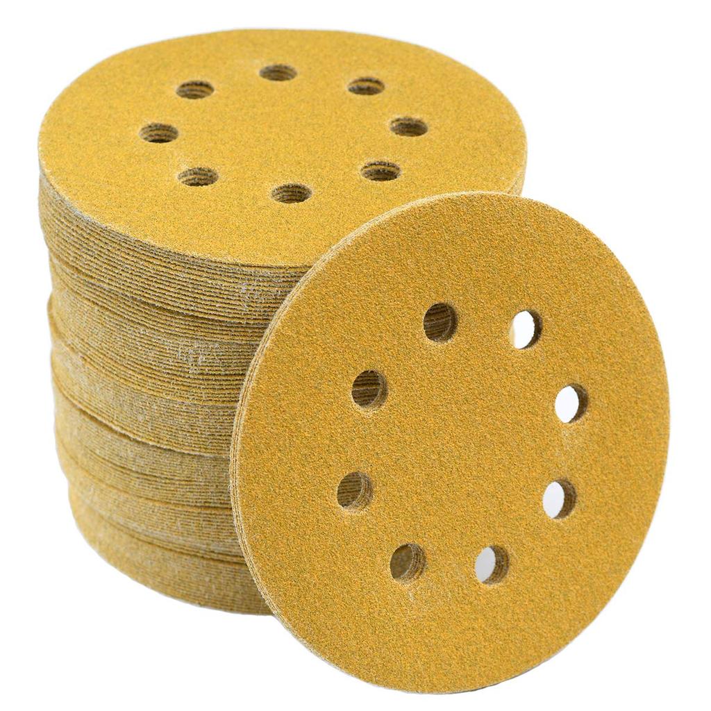 100PCS 5-Inch 8-Hole Hook and Loop Sanding Discs 120-Grit Random Orbit Sandpaper, 100-Pack