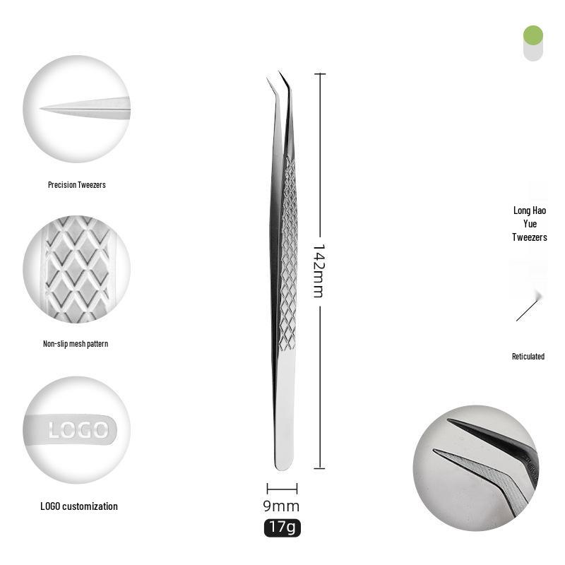 Golden Feather Stainless Steel Eyelash Tweezers for Grafting and Extensions
