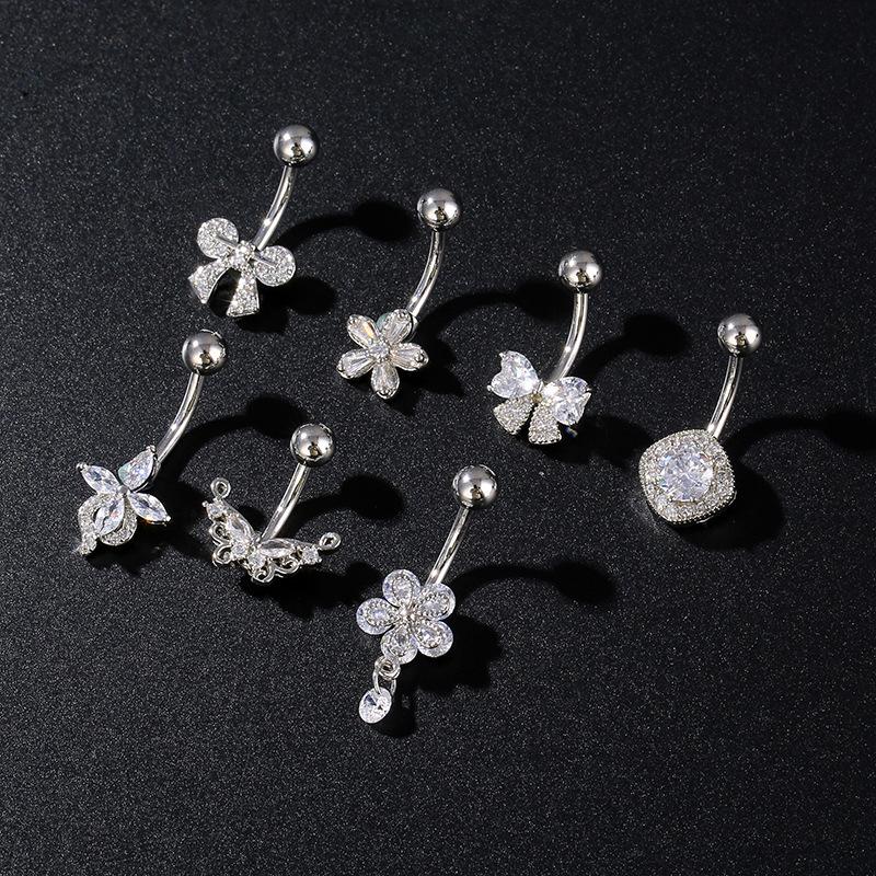 1Pcs Butterfly-shaped stainless steel belly button stud and belly button ring for abdominal piercing jewelry