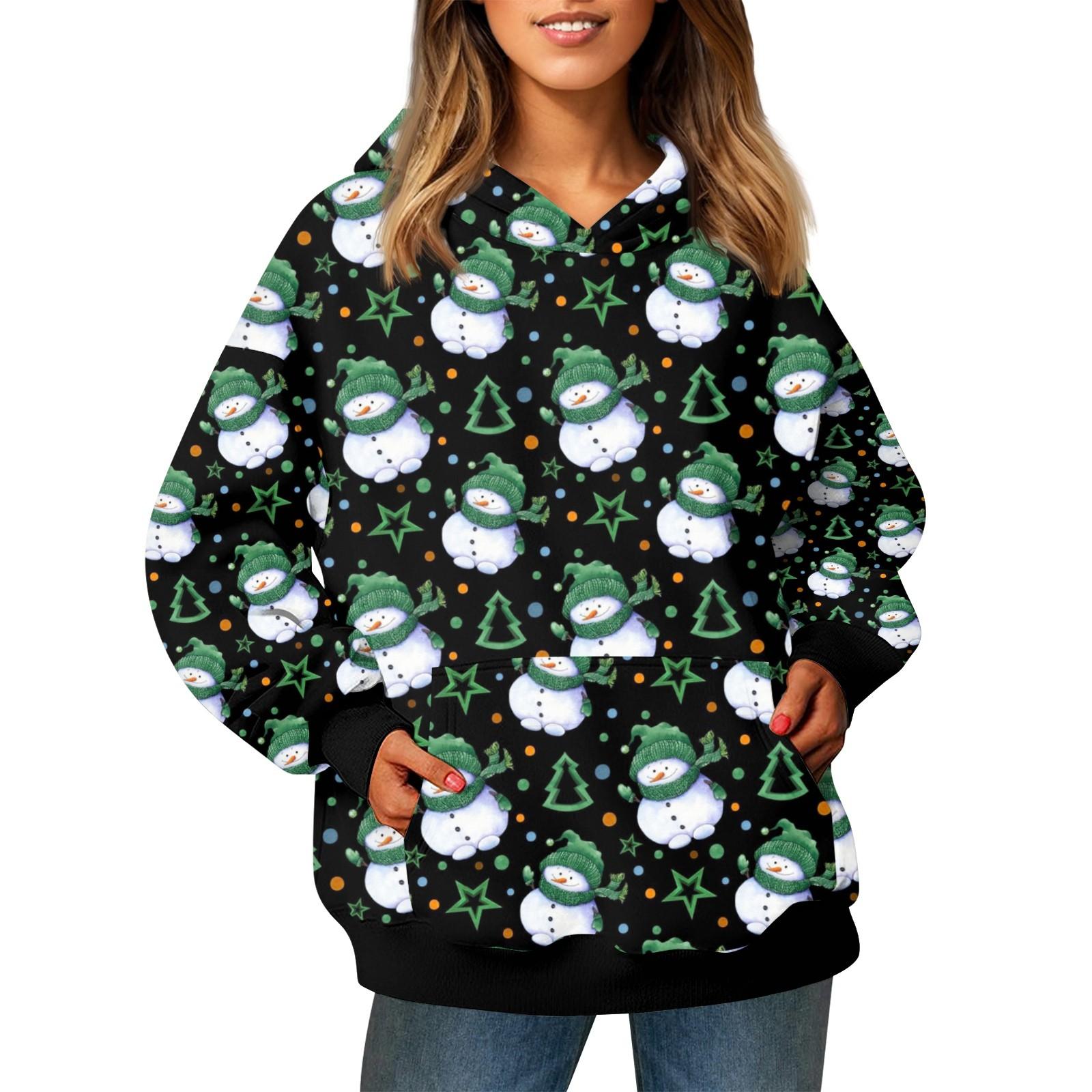 Женский модный свитер с длинными рукавами и рождественским принтом — фото 5