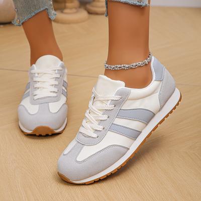 Lightweight Fashion Running Shoes for Women Contrast Color Lace Up Flat Sneakers Woman Comfort Non Slip Walking Shoes Plus Size
