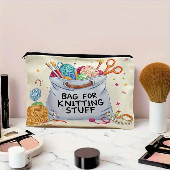 xiaobudian Canvas Storage Bag, with Smooth Zipper, Large Capacity Portable Makeup Pouch, Toiletry Organizer for Stationery And Cosmetics