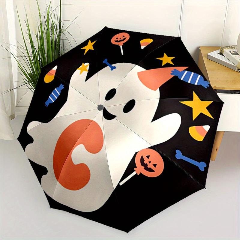 1pc Halloween Ghost Automatic Open/Close Umbrella, Ideal Fan Gift for Birthday, Christmas, Trendy Fashion Yy250828059