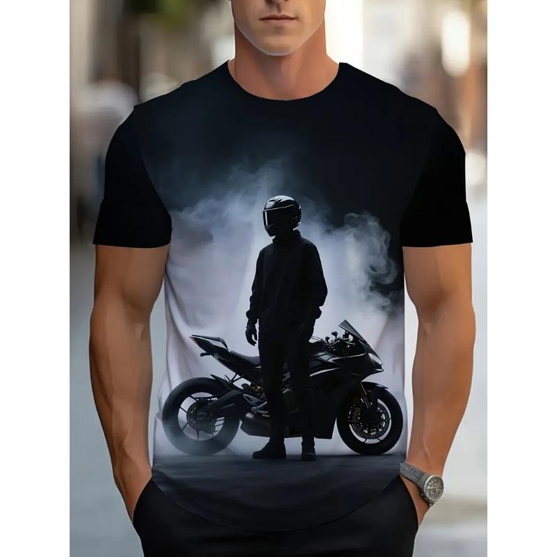 Vintage Moto Graphic T Shirt For Men Clothing 3D Printed Motorcycle T-Shirt Gym Sport