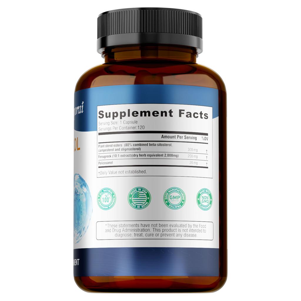 Contains a Mixture of Phytosterols, Fenugreek, and Polyeicosanol, Which Helps Lower Cholesterol and Blood Lipid Levels.