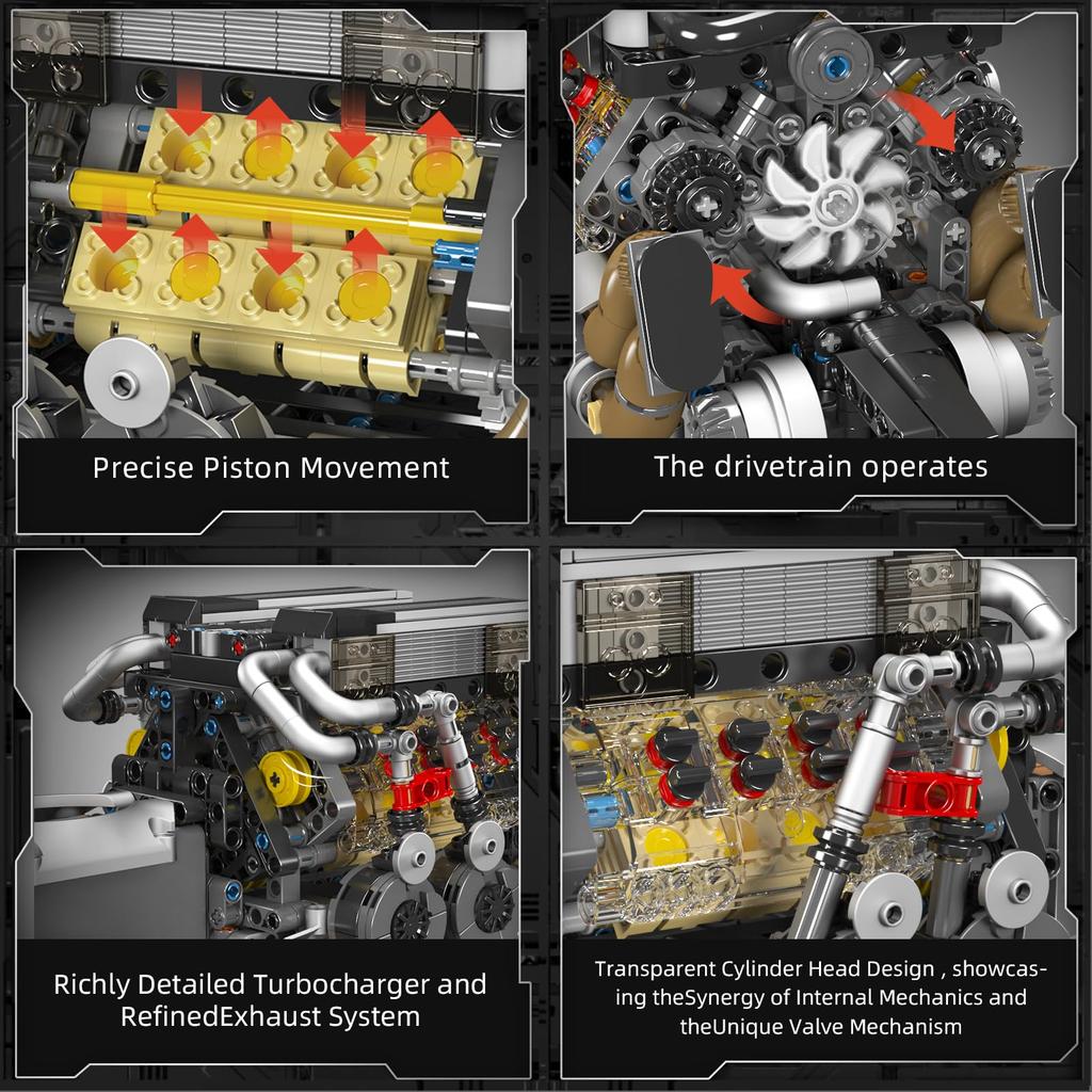 Mould King 10131 Technology W16 Engine Block 952 Pieces Engine Block Set Gift for Boys and Girls Toy,