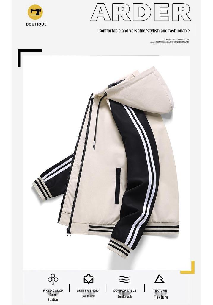 2024 Autumn Trendy Men's Hooded Jacket - Fashionable, Versatile, Youth Style