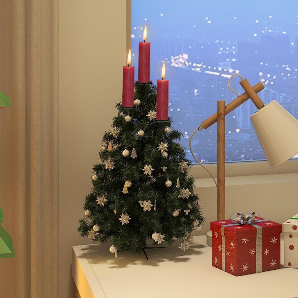 Black Triple Tree Topper Christmas Tree Topper Candle Holder 3 Tier Candle Holder for Home Holiday Decor