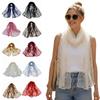 Elegant Embroidered Flower Lace Scarf Lightweight Breathable Mesh Sunscreen Shawl Long Silk Scarf Women