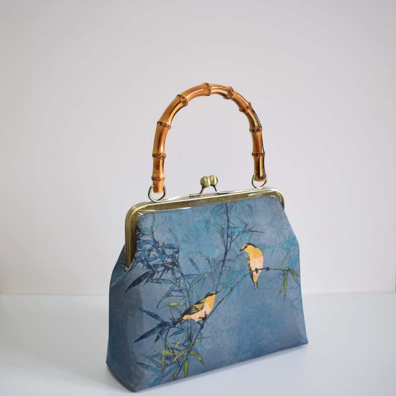 Handmade gold bag bamboo handle brocade cheongsam mouth gold bag handbag