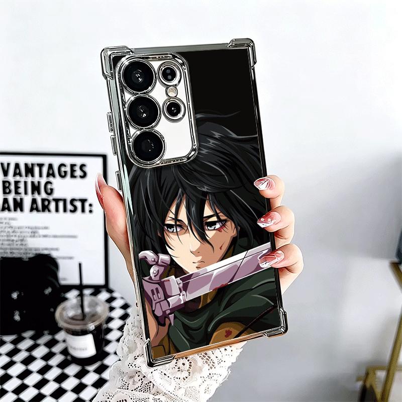 A-Attack On T-Titan Mikasa Plating Phone Case For Samsung Galaxy S24 S25 FE S26 Edge S23 Ultra S22 S21 Plus S20 Anti-Fall Airaba