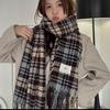 Korean Style Thick Pink Plaid Scarf for Women - Autumn/Winter Neck Warmer