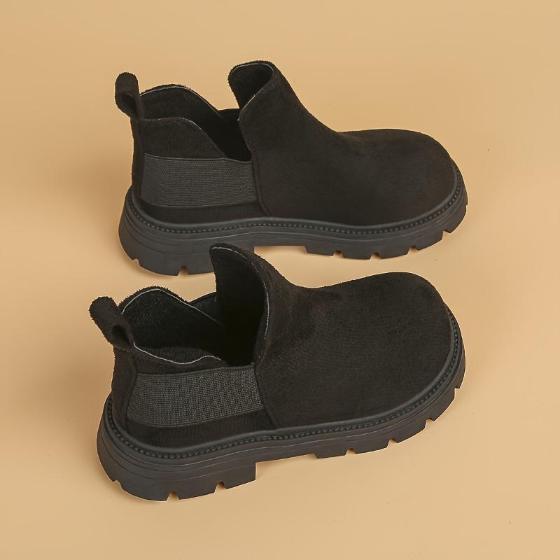 Girls Mid Calf Boots Comfortable Slip on Casual Walking Shoes Lightweight Flat Sole Indoor Outdoor Daily Activities Parties Fall Winter