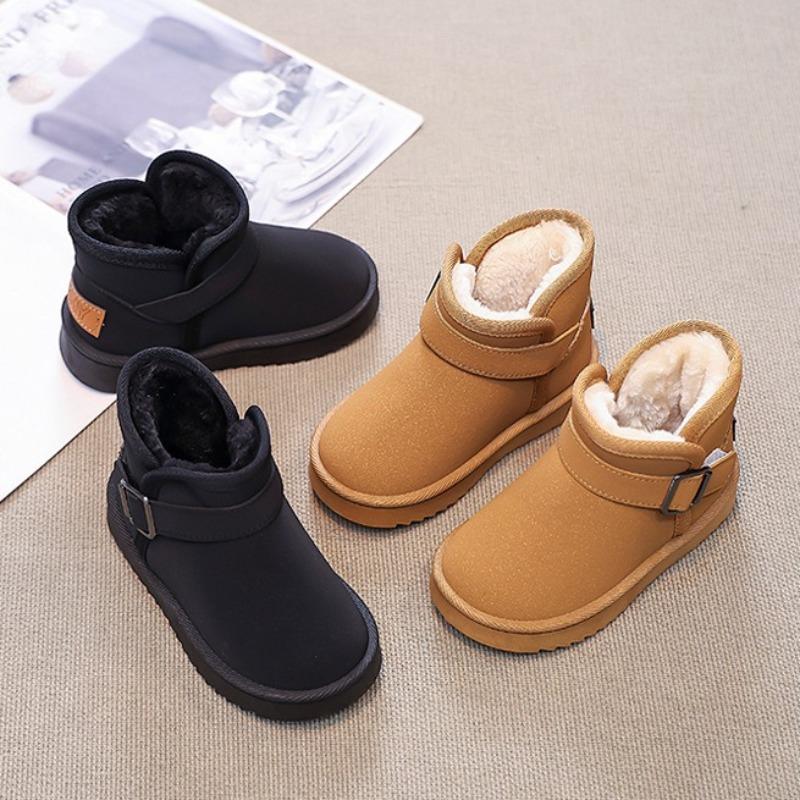 Kış Çocuk Polar Astarlı Kalınlaştırılmış Kar Botları Kaymaz Yumuşak Tabanlı Sıcak Kolay Giyilen Pamuklu Ayakkabılar