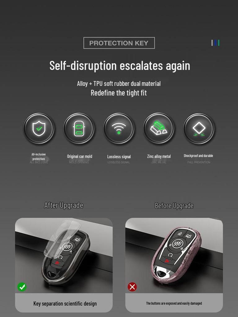 Buick Key Cover for Regal, LaCrosse, GL6, Encore, GL8, Verano, Envision, Enclave.