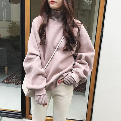 Dickes Sweatshirt für Damen, lässig, langärmelig, einfarbig, Rollkragenpullover, gefälschter zweiteiliger Pullover