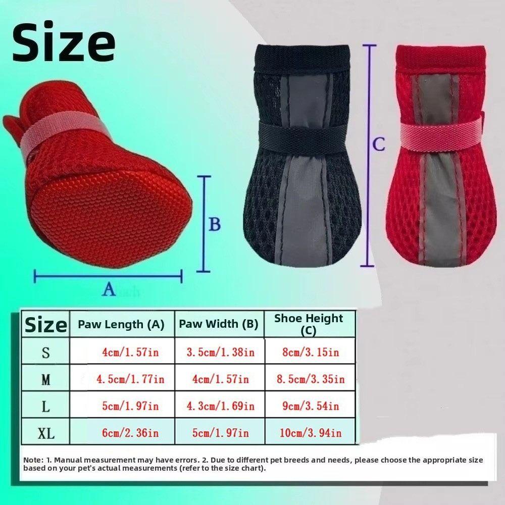 4PCS/SET Non-Slip Dog Shoes Breathable Pet Paw Protector Durable Pet Booties for Pets