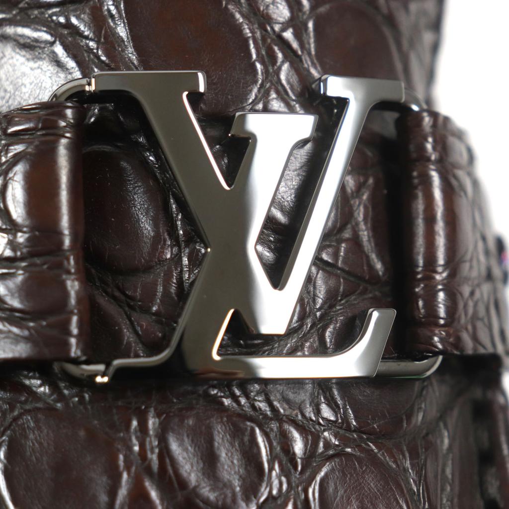 Pristine LOUIS VUITTON loafers Dark brown Crocodile mens 10 Used