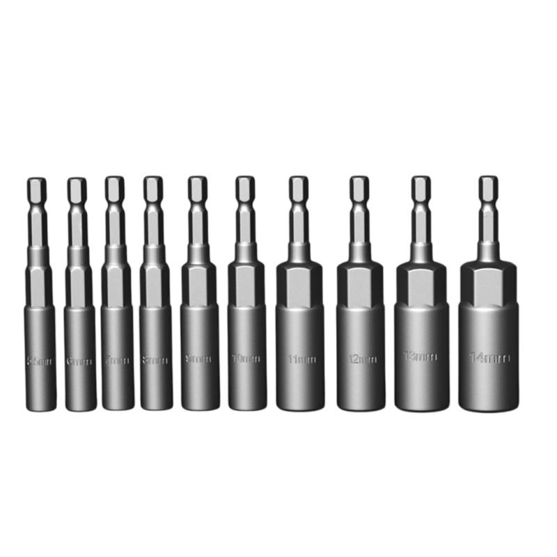 1/4inch Wrench Hexagonal Bit Socket Set Long Impact Drill Socket Adapter Drill Bit Extension Socket Adapter for Electric