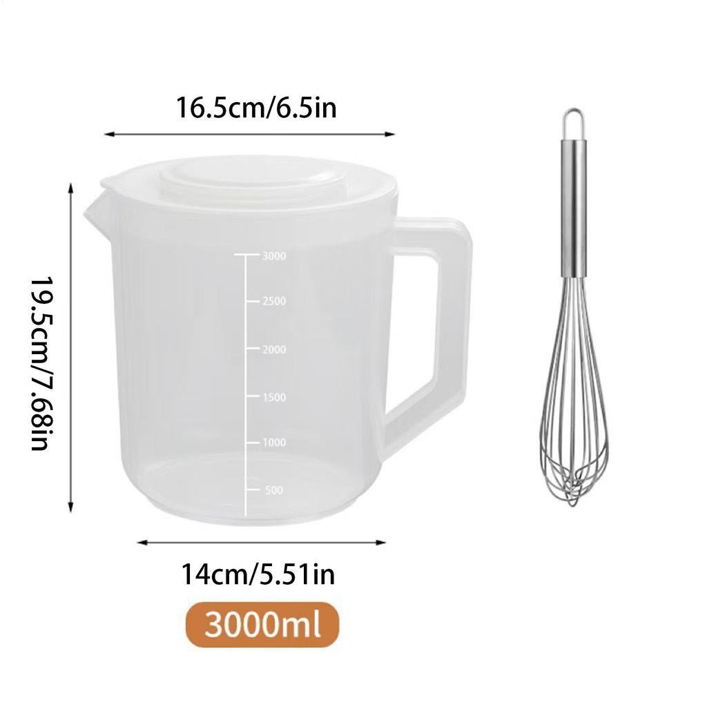 1Pc Large Capacity Baking Measuring Cup Scale Kitchen Mixing Bowl with Lid Transparent Plastic Mixing Cup for Home Tools