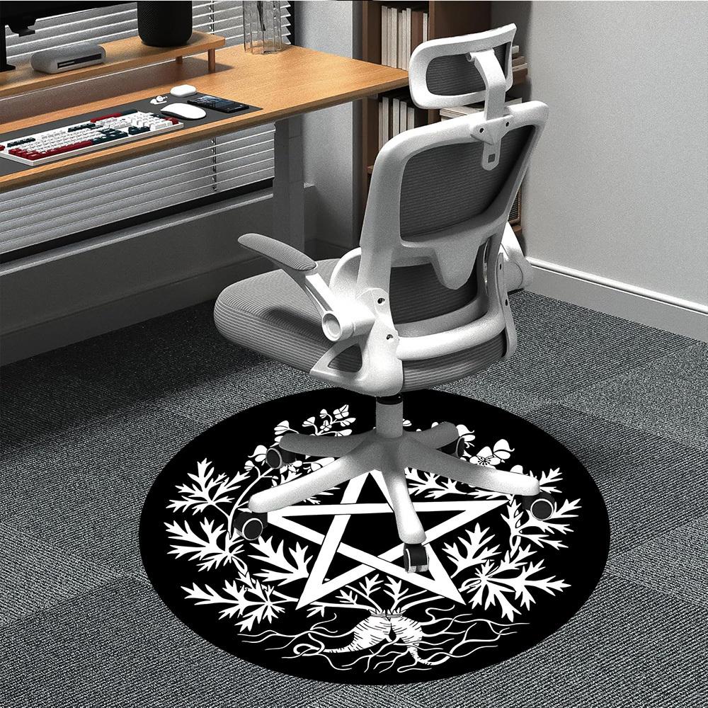 1PCPentacle Roots Office Round Area Rug, Mat Suitable For Office, Under Office Chairs Bedroom Living Room Home Decor, Room Deco