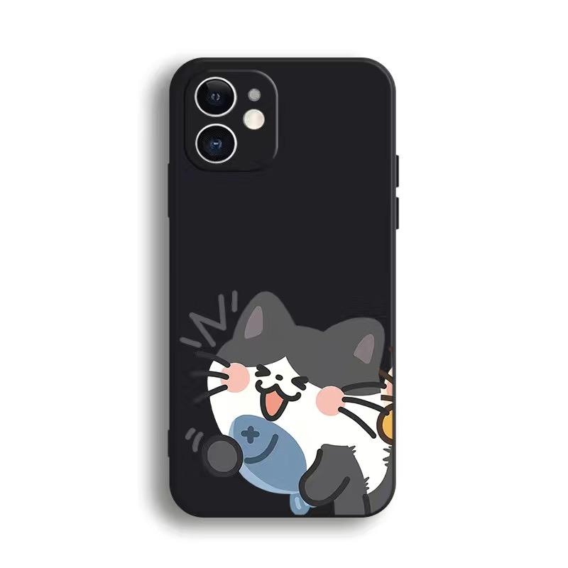 Cute Cat Couple Phone Case For IPhone 15 14 13 12 11 Pro Max Mini X XR 7 8 SE Plus SE20 Kawaii Cartoon Animal Spotted Cat Covers
