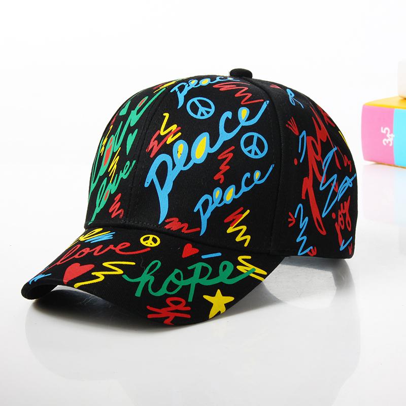 Fashion cotton Graffiti boy girl Baseball caps Children Printed snapback hat Kids Popular hip hop hat Cap hot sell