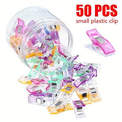 50 szt. Wielofunkcyjne Klipsy do Szycia Kolorowe Klipsy do Podwiązywania Plastikowe Klipsy Rękodzieło Pikowanie Zaciski do Szycia Rękodzieła do Szycia Podwiązywania.
