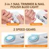 3 In1 Grinding & Polishing Automatic Electric Nail Clipper Multifunctional Portable Nail Grinder with LED Electric Manicure Tool