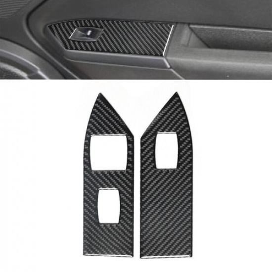 2Pcs Carbon Fiber Window Lift Switch Button Panel Cover For Ford Mustang 2005-09
