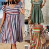 Women's Fashion Summer Spring Short Sleeve V-Neck Casual Dresses