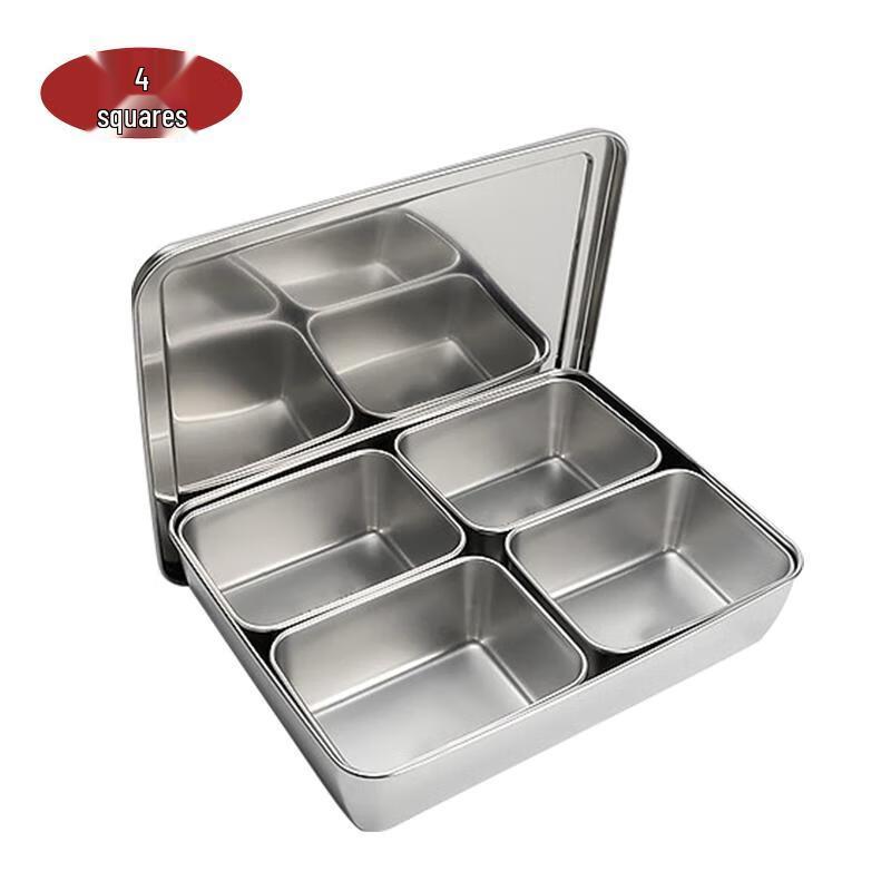Commercial Stainless Steel 4-Compartment Condiment Box