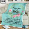I Love You Mom Blanket Floral Wreath Throw with Heartfelt Message Personalized Mother's Day Gift from Daughter or Son Cozy Fleece Blanket