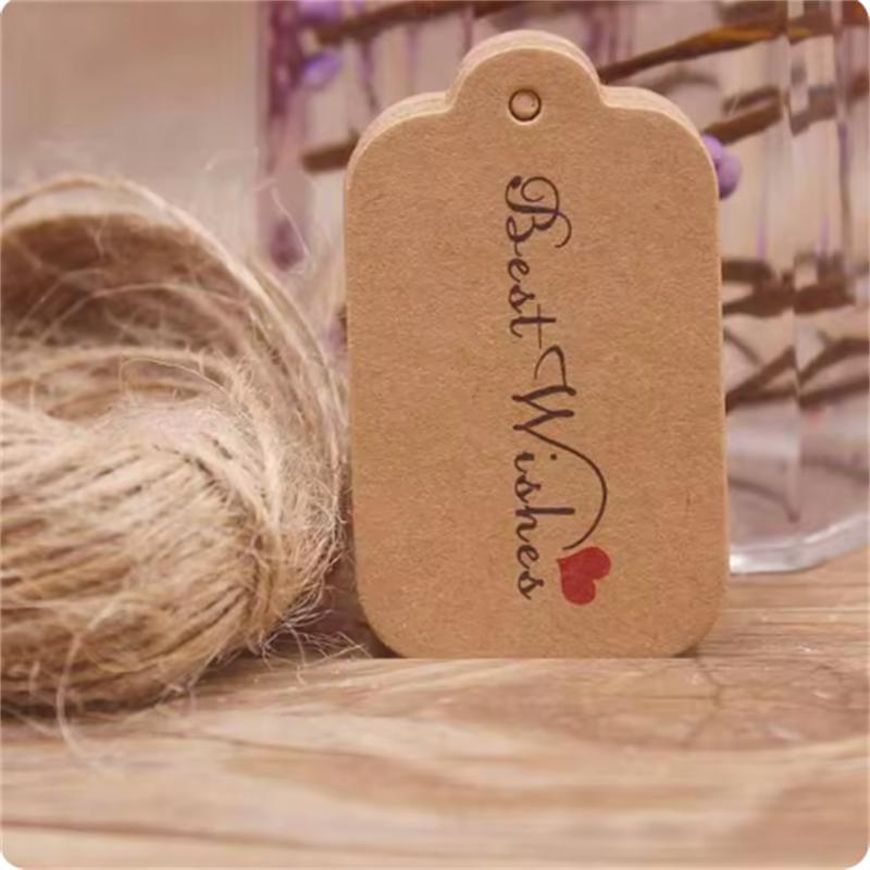 100PCS 20 meter rope cowhide gift label, thank you paper gift, New Year's Halloween label, party decoration