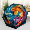 Koi Fish Lotus Flowers Automatic Umbrella with 8-Rib Foldable Design All-Season Use Fashionable Accessory Best for Christmas