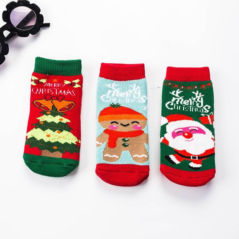 3 Paare/los Baumwolle Frühling Winter Herbst Baby Mädchen Jungen Kinder Socken Kinder Gestreiften Terry Schneeflocke Elch Santa Claus Weihnachten Bär